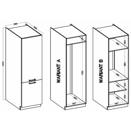 Szafka do zabudowy lodówki 60 cm ASTON czarny + kaszmir 60 LO-210 2F